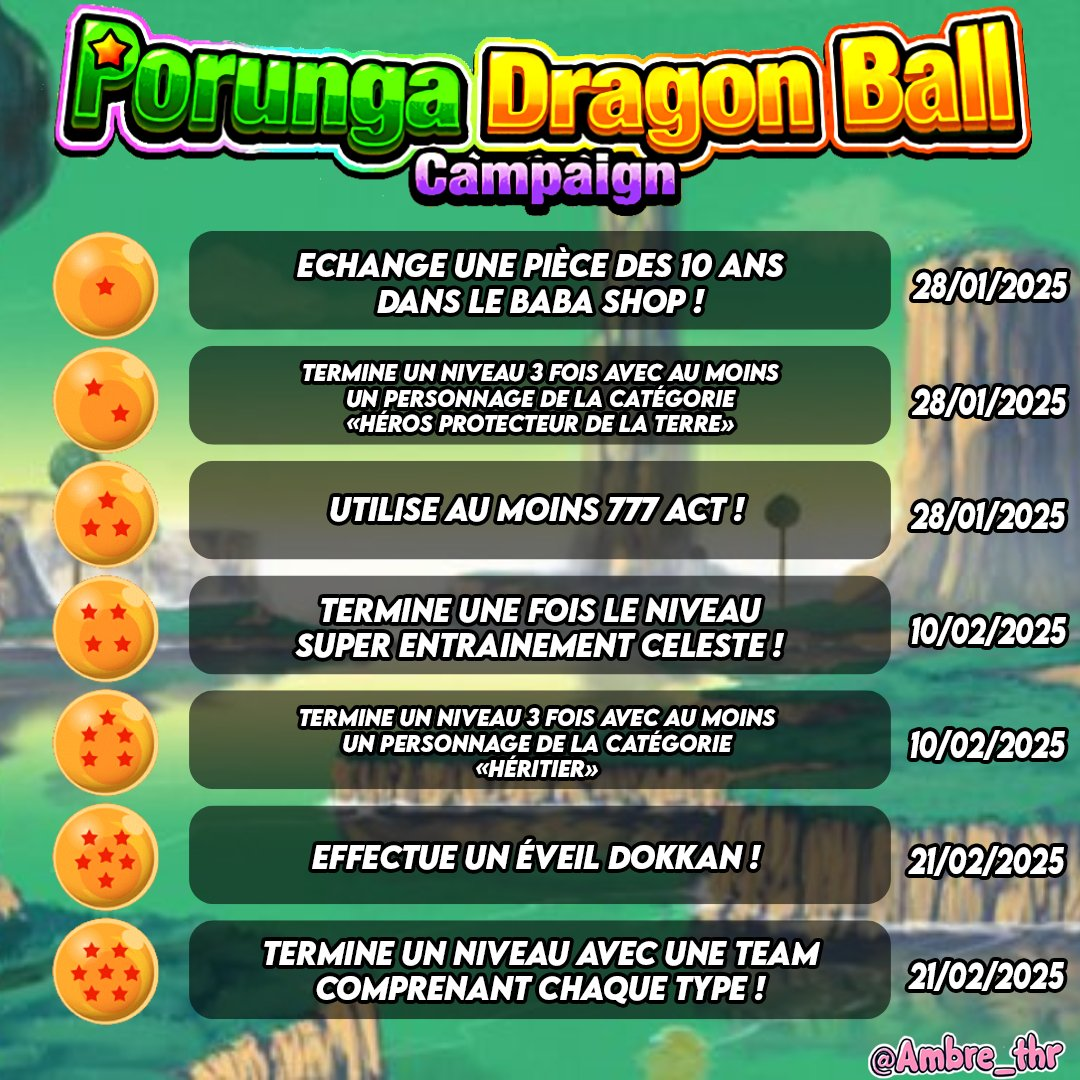 Si jamais vous n'y arriver pas voila les défis de porunga