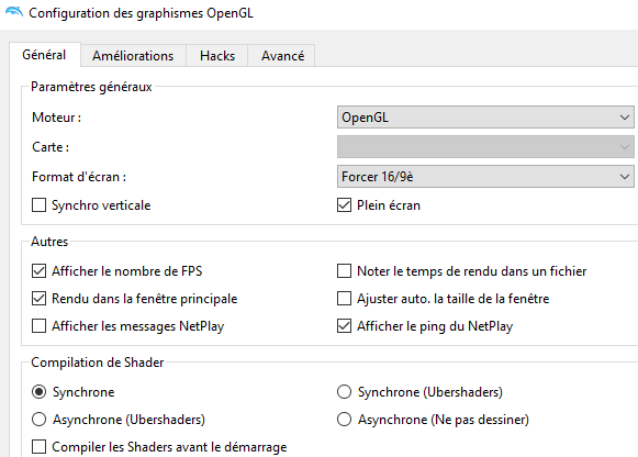 Configuration des graphismes